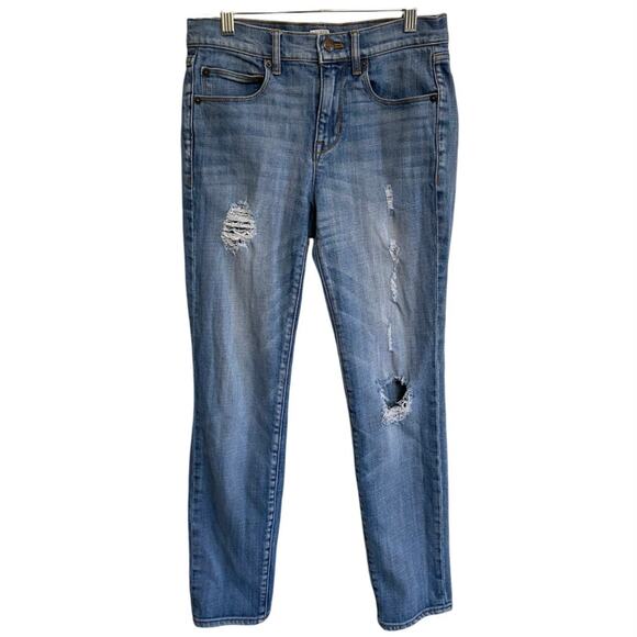 J. Crew Denim - J. Crew Factory Stretch Jeans Mid-rise Distressed 25 X 27- Excellent